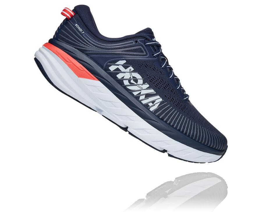 Hoka One One Løbesko Dame - Bondi 7 - Mørkeblå/Hvide - 069287XVF